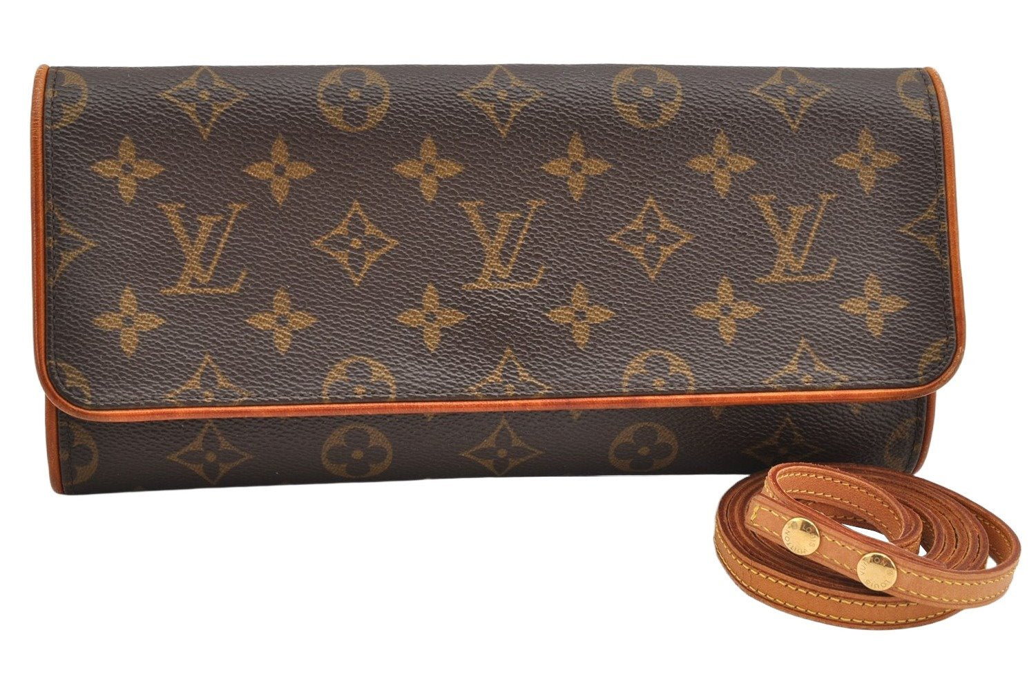 Authentic Louis Vuitton Monogram Pochette Twin GM Shoulder Bag M51852 LV 1418K