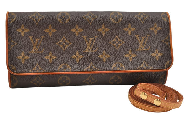 Authentic Louis Vuitton Monogram Pochette Twin GM Shoulder Bag M51852 LV 1418K