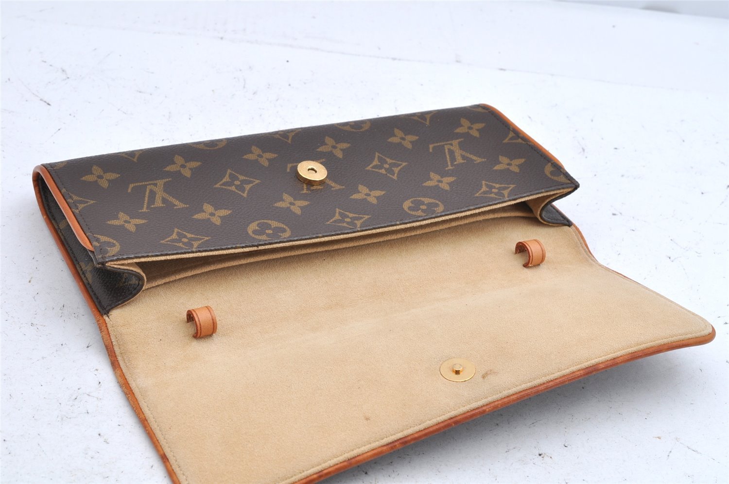 Authentic Louis Vuitton Monogram Pochette Twin GM Shoulder Bag M51852 LV 1418K