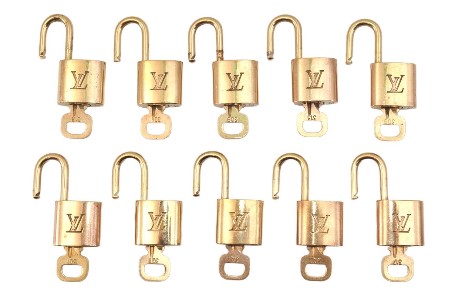 Authentic Louis Vuitton Padlock & Keys 10Set LV 1418L