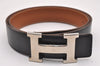 Authentic HERMES Constance Leather Belt Size 75cm 29.5" Black Brown Box 1419J