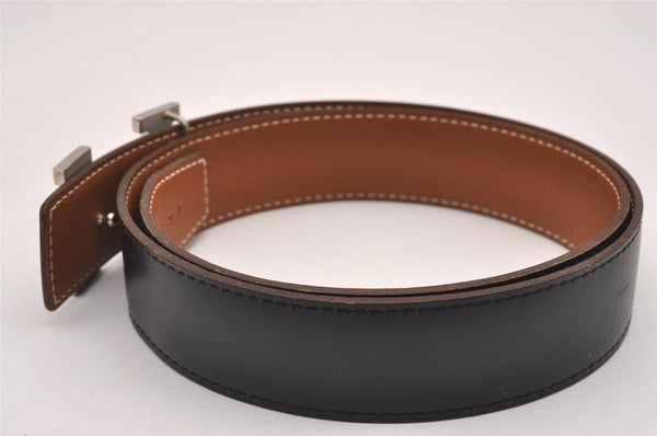 Authentic HERMES Constance Leather Belt Size 75cm 29.5" Black Brown Box 1419J