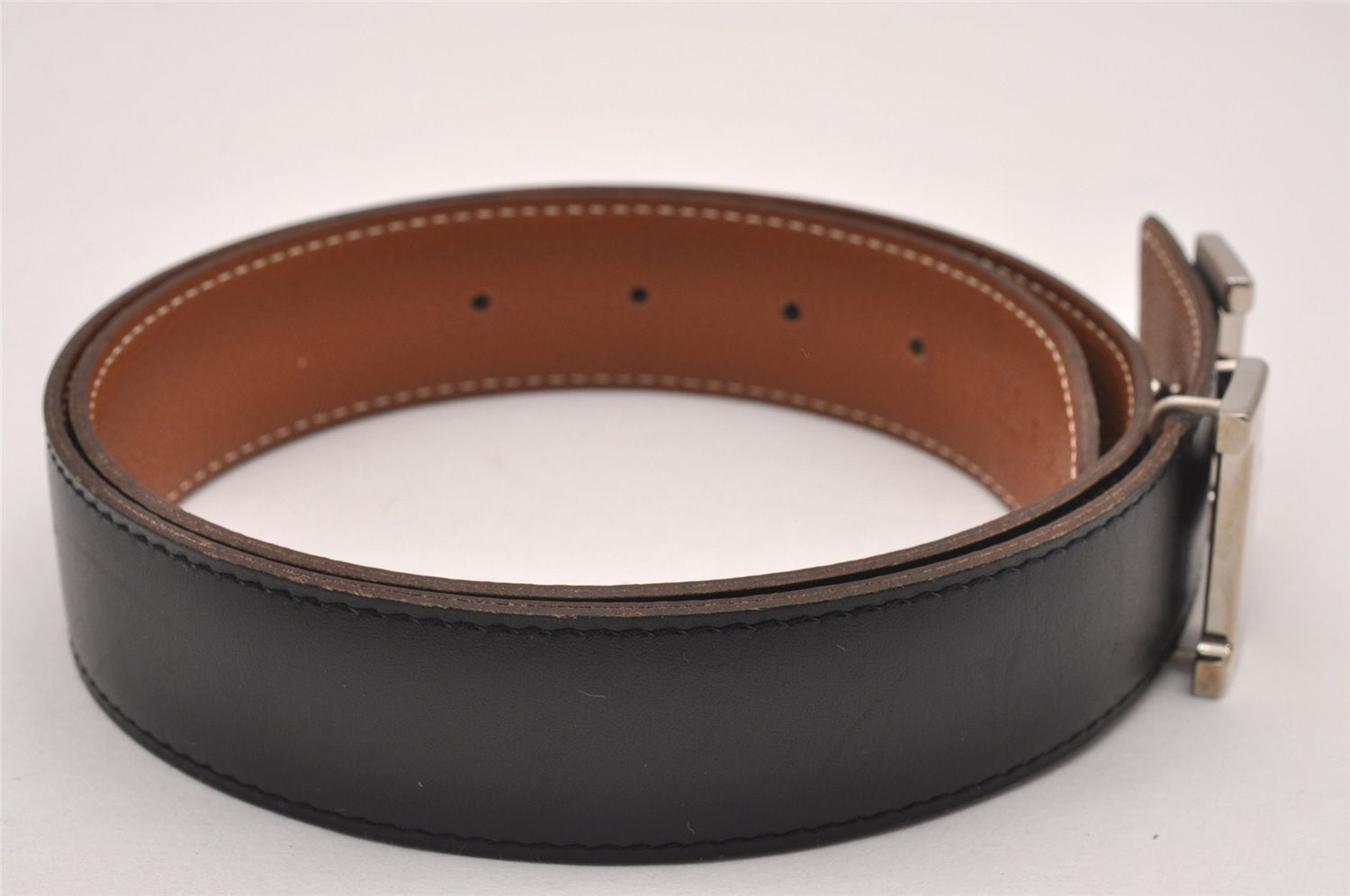 Authentic HERMES Constance Leather Belt Size 75cm 29.5