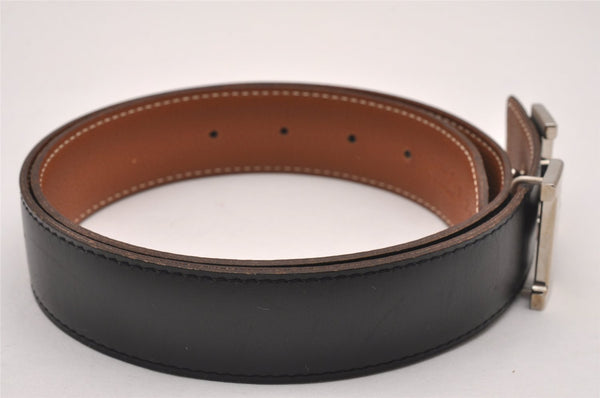 Authentic HERMES Constance Leather Belt Size 75cm 29.5" Black Brown Box 1419J