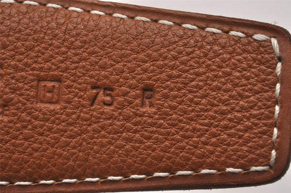 Authentic HERMES Constance Leather Belt Size 75cm 29.5" Black Brown Box 1419J