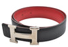 Authentic HERMES Constance Leather Belt Size 65cm 25.6" Black Red 1422K