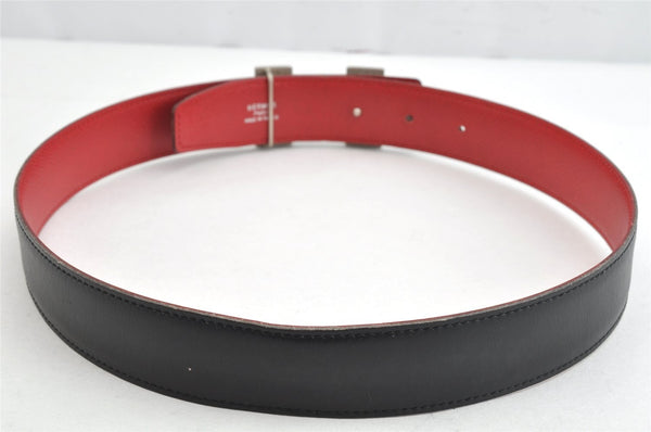 Authentic HERMES Constance Leather Belt Size 65cm 25.6" Black Red 1422K