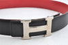 Authentic HERMES Constance Leather Belt Size 65cm 25.6" Black Red 1422K