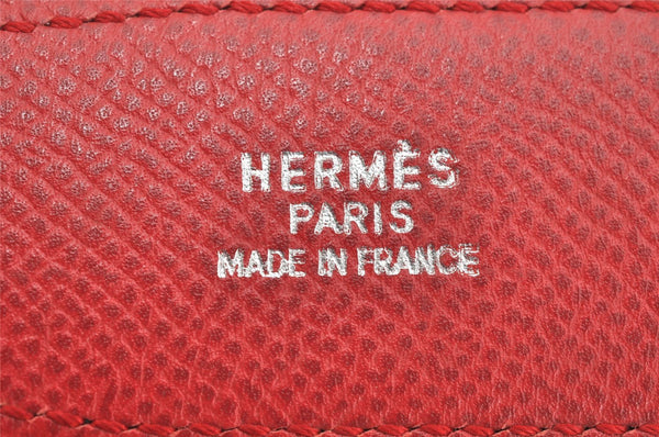 Authentic HERMES Constance Leather Belt Size 65cm 25.6" Black Red 1422K