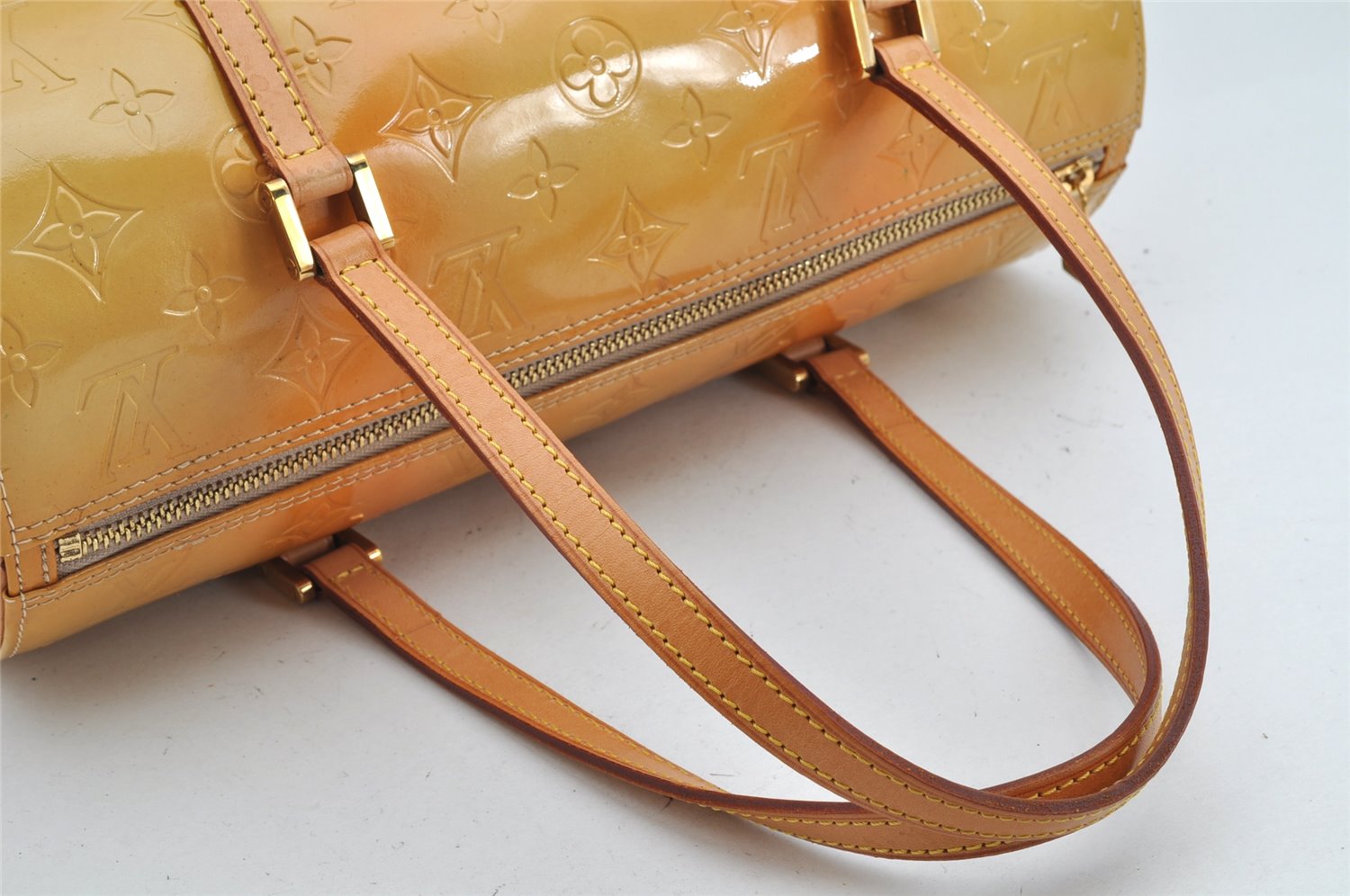 Authentic Louis Vuitton Vernis Bedford Hand Bag Yellow Beige M91006 LV 1424K