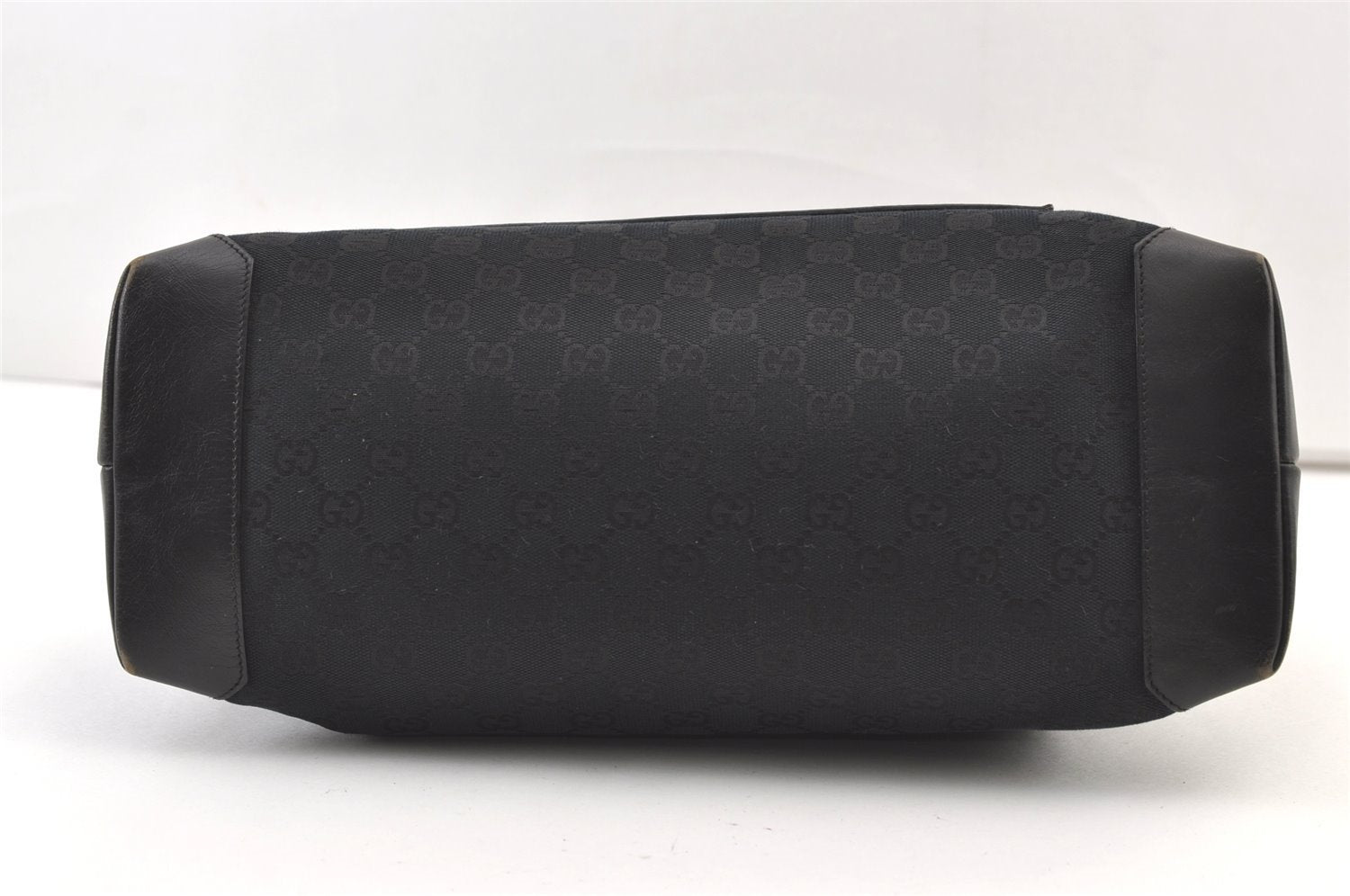 Authentic GUCCI Vintage Shoulder Tote Bag GG Canvas Leather 0190426 Black 1430K