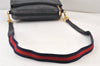 Authentic GUCCI Sherry Line Shoulder Crossbody Bag Purse Leather Navy Blue 1432K