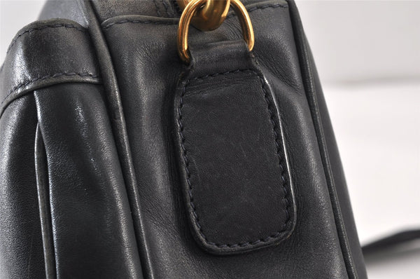 Authentic GUCCI Sherry Line Shoulder Crossbody Bag Purse Leather Navy Blue 1432K