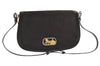 Authentic CELINE Horse Carriage Shoulder Hand Bag Suede Leather Black 1433K