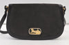 Authentic CELINE Horse Carriage Shoulder Hand Bag Suede Leather Black 1433K