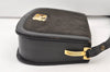 Authentic CELINE Horse Carriage Shoulder Hand Bag Suede Leather Black 1433K
