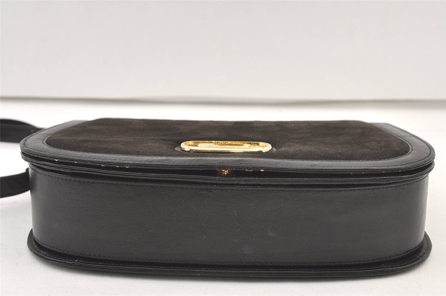 Authentic CELINE Horse Carriage Shoulder Hand Bag Suede Leather Black 1433K