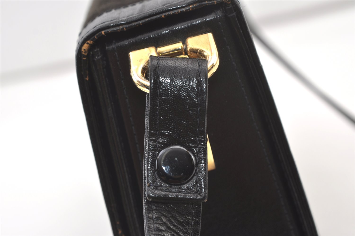 Authentic CELINE Horse Carriage Shoulder Hand Bag Suede Leather Black 1433K