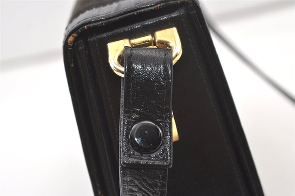 Authentic CELINE Horse Carriage Shoulder Hand Bag Suede Leather Black 1433K