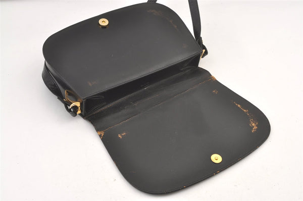 Authentic CELINE Horse Carriage Shoulder Hand Bag Suede Leather Black 1433K