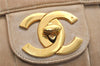 Authentic CHANEL Mademoiselle Calf Skin Turnlock Chain Shoulder Bag Beige 1436K