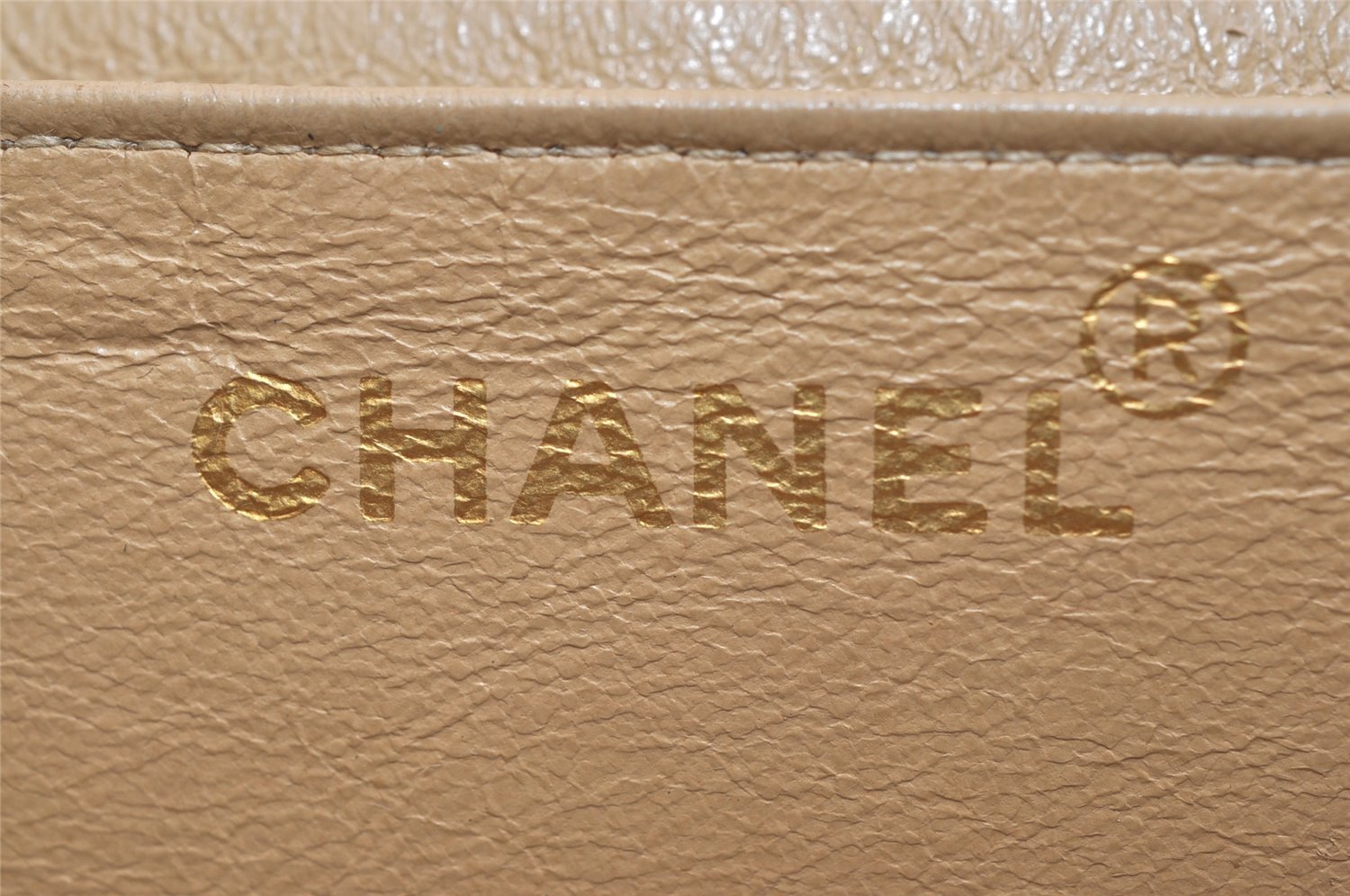 Authentic CHANEL Mademoiselle Calf Skin Turnlock Chain Shoulder Bag Beige 1436K