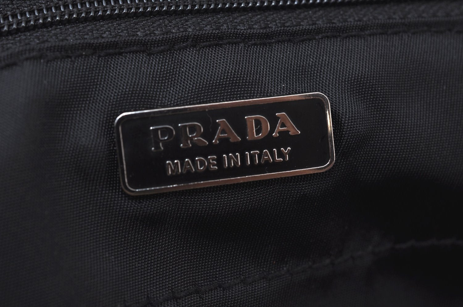 Authentic PRADA Vintage Nylon Leather Tote Hand Bag Purse Black 1437J