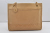 Authentic CHANEL Calf Skin Matelasse Chain Shoulder Tote Bag Beige CC 1440J