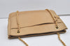 Authentic CHANEL Calf Skin Matelasse Chain Shoulder Tote Bag Beige CC 1440J