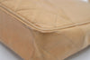 Authentic CHANEL Calf Skin Matelasse Chain Shoulder Tote Bag Beige CC 1440J