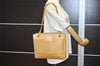 Authentic CHANEL Calf Skin Matelasse Chain Shoulder Tote Bag Beige CC 1440J