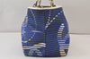 Authentic CHANEL Cruise Line CC Logo Shoulder Tote Bag Canvas Leather Blue 1442K