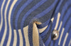Authentic CHANEL Cruise Line CC Logo Shoulder Tote Bag Canvas Leather Blue 1442K