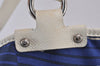 Authentic CHANEL Cruise Line CC Logo Shoulder Tote Bag Canvas Leather Blue 1442K