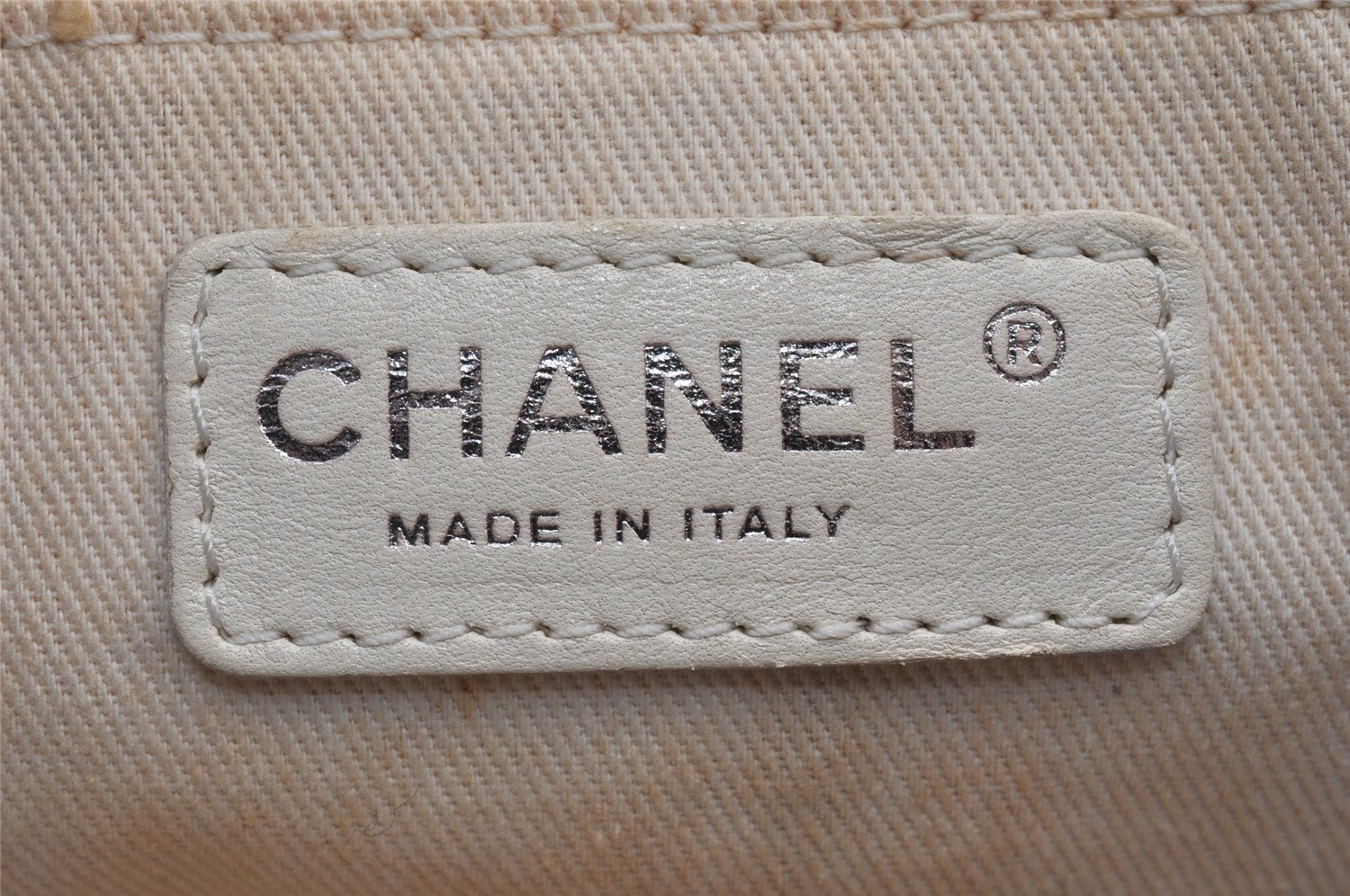 Authentic CHANEL Cruise Line CC Logo Shoulder Tote Bag Canvas Leather Blue 1442K