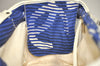 Authentic CHANEL Cruise Line CC Logo Shoulder Tote Bag Canvas Leather Blue 1442K