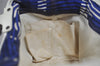 Authentic CHANEL Cruise Line CC Logo Shoulder Tote Bag Canvas Leather Blue 1442K