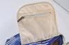 Authentic CHANEL Cruise Line CC Logo Shoulder Tote Bag Canvas Leather Blue 1442K