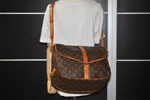 Authentic Louis Vuitton Monogram Saumur 35 Shoulder Cross Bag M42254 LV 1443I
