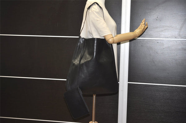Authentic GUCCI Vintage Leather Shoulder Tote Bag 0013185 Black 1443K