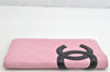 Authentic CHANEL Calf Skin Cambon Line CC Logo Bifold Long Wallet Pink 1444K