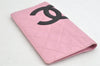 Authentic CHANEL Calf Skin Cambon Line CC Logo Bifold Long Wallet Pink 1444K