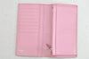 Authentic CHANEL Calf Skin Cambon Line CC Logo Bifold Long Wallet Pink 1444K