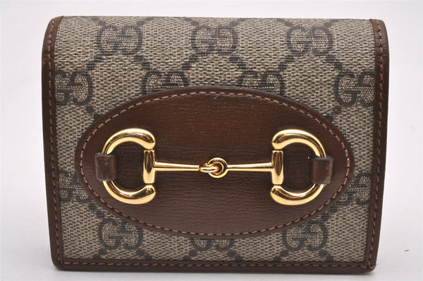 Authentic GUCCI Horsebit Bifold Wallet GG PVC Leather 621887 Brown Junk 1445J