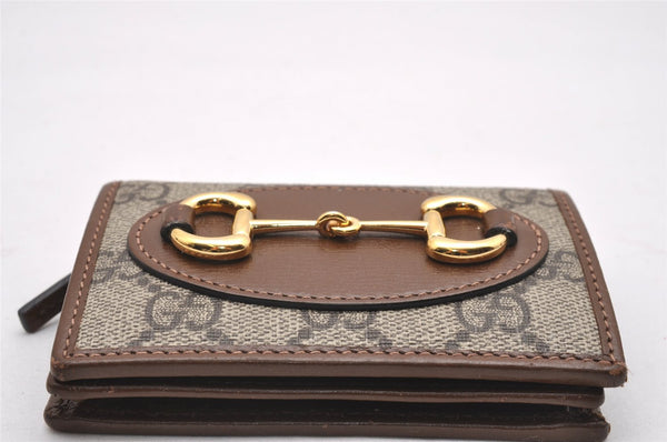 Authentic GUCCI Horsebit Bifold Wallet GG PVC Leather 621887 Brown Junk 1445J