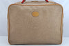 Authentic GUCCI Vintage Web Sherry Line Boston Hand Bag PVC Leather Beige 1445K