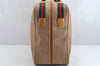 Authentic GUCCI Vintage Web Sherry Line Boston Hand Bag PVC Leather Beige 1445K