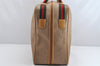 Authentic GUCCI Vintage Web Sherry Line Boston Hand Bag PVC Leather Beige 1445K