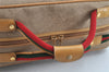 Authentic GUCCI Vintage Web Sherry Line Boston Hand Bag PVC Leather Beige 1445K