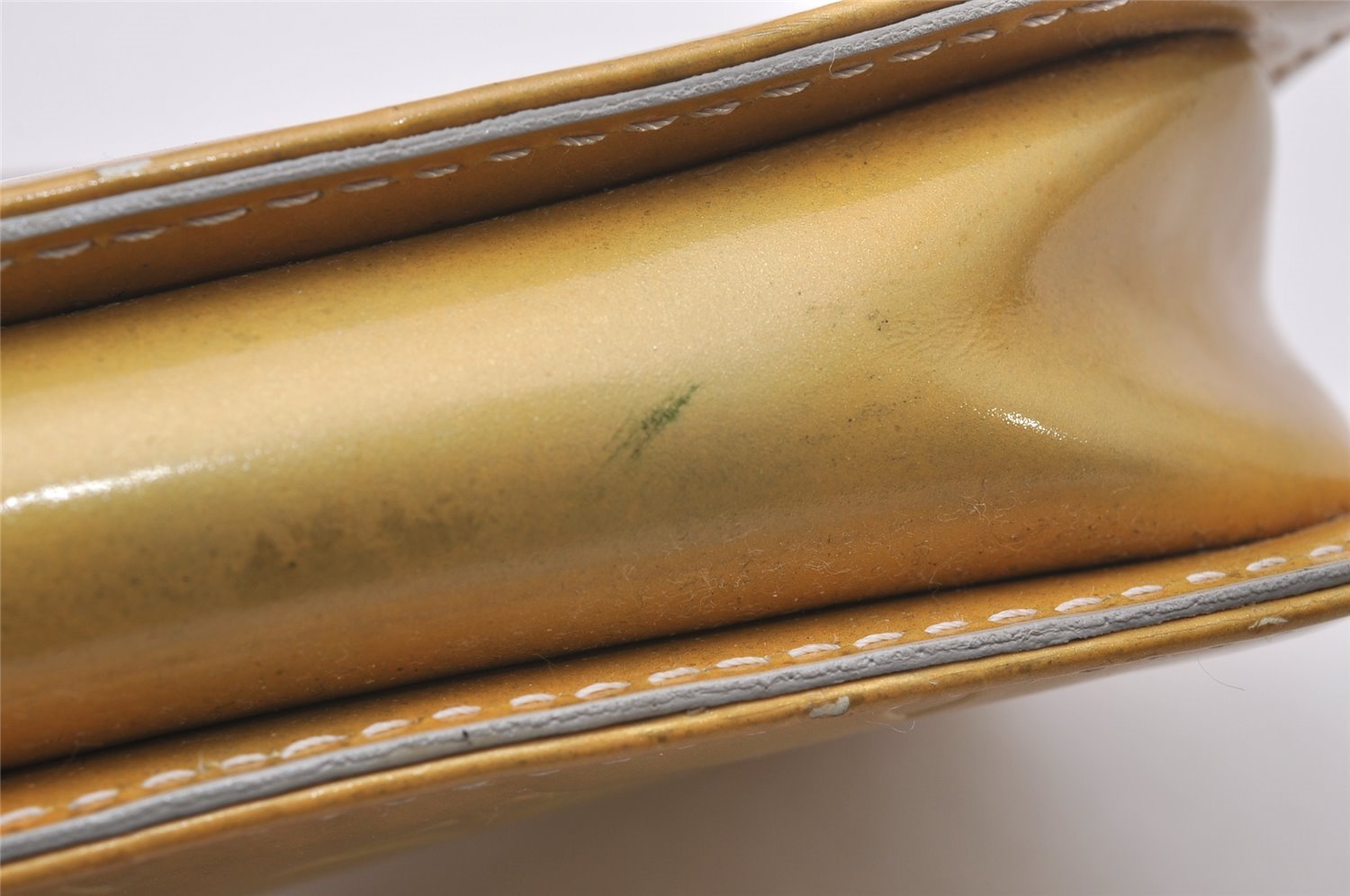 Authentic Louis Vuitton Vernis Lexington Hand Bag Pouch Yellow M91056 LV 1446I